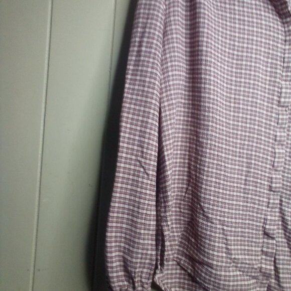Treasure & Bond Button Up Shirt L Long Sleeve Plaid Tan Red - Picture 11 of 15
